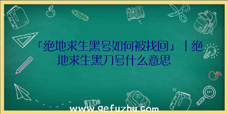 「绝地求生黑号如何被找回」|绝地求生黑刀号什么意思